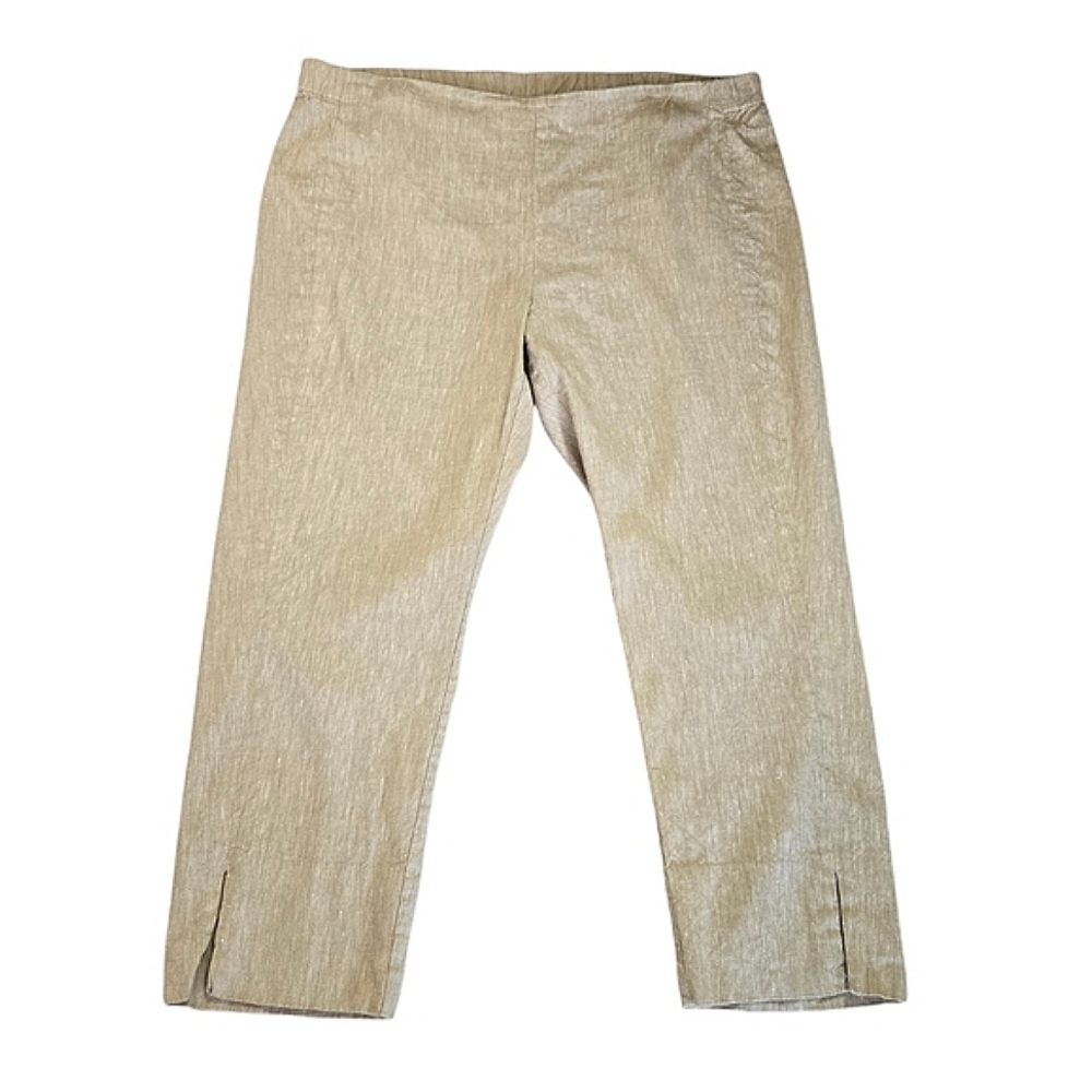 J. Jill Linen Blend Stretch Split Hem Beige Pants